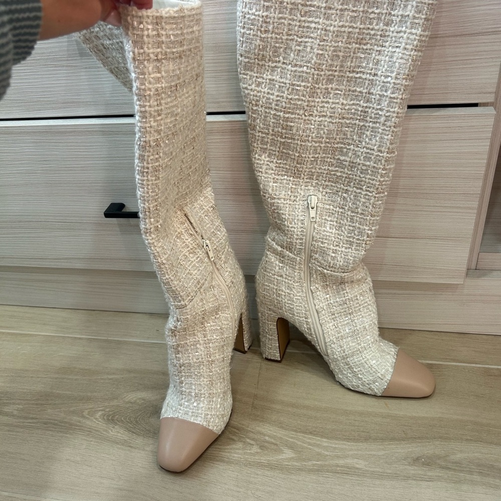 Chic Tweed Knee-High Boots